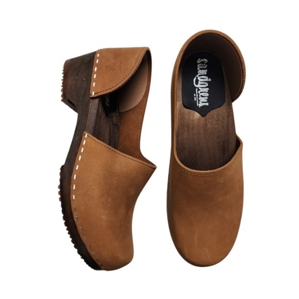 Sandgrens Womens Brett Low Closed Back Clog Size 8-8.5 Dexter Tan Nubuck Leather